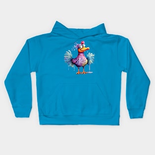 Whimsical Cute Happy Multicolored Bird Kids Hoodie